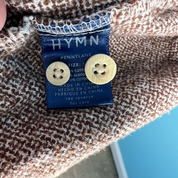 Hymn London Brown and White Thick Button Down Long Sleeve Shirt Large - Picture 9 of 9